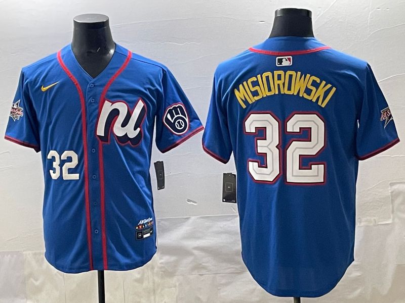 Men 2025 Milwaukee Brewers #32 Misiorowski Blue All star Nike MLB Jersey style 02